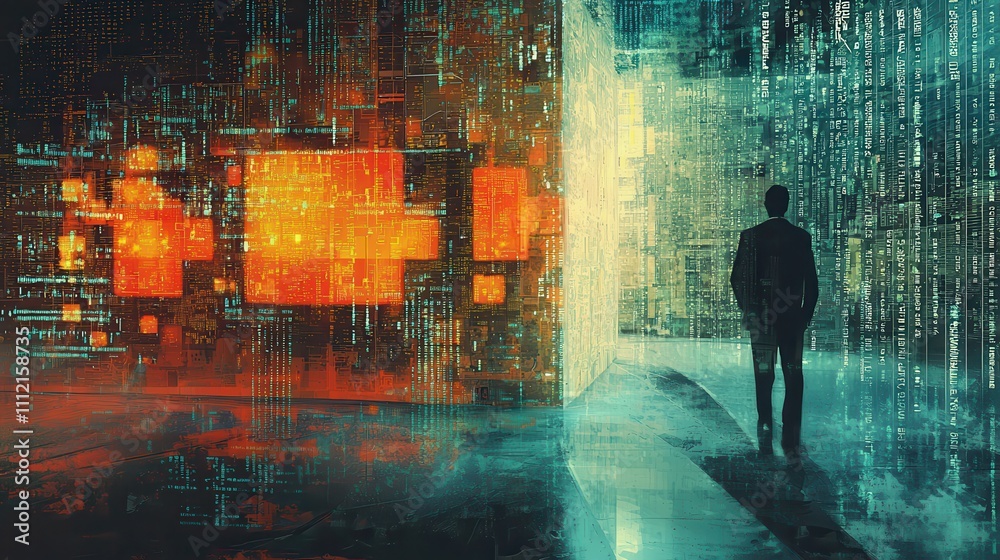 Poster artistic representation of authentication processes in a digital environment