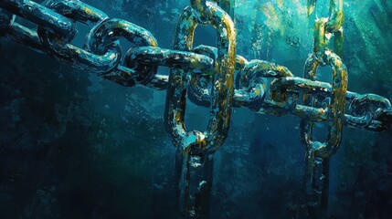 Artistic Portrayal of Authentication Processes with Underwater Chains and Depicting Security Concepts