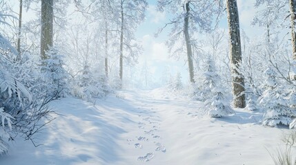 Winter Wonderland: Enchanting Snow-Covered Trail in a Magical Forest Full of Adventure and Mystery