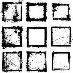 Set of vector black grunge frame border square black vector illustrations