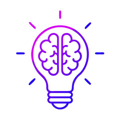 Fototapeta premium bulb icon with brain, violet