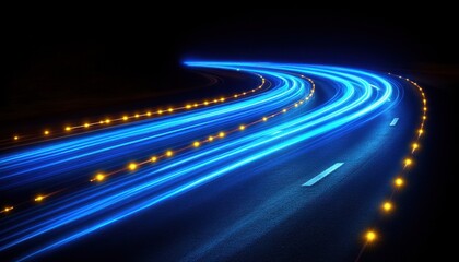Fototapeta premium A long blue line with orange and red streaks