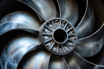 Detailed Close-Up of a Jet Engine Turbine Blade, Showcasing Precision Engineering and Aerodynamics in Modern Aviation Technology