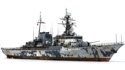 warship isolated at white background