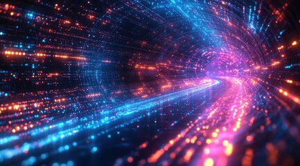 Fototapeta premium A long blue and orange line of dots