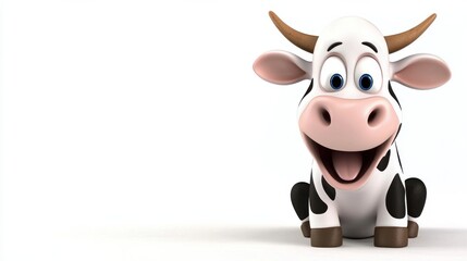 Cute and Cheerful Cartoon Cow Character Smiling Playfully