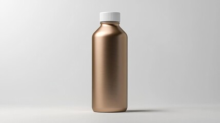 Brown Bottle with White Cap on a Neutral Background