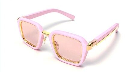 Stylish Pink Sunglasses on a White Background