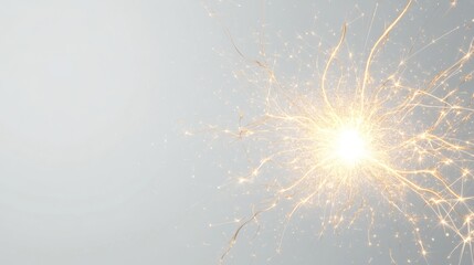 Obraz premium A realistic explosion of electrical sparks, with bright arcs of light bursting outward in intricate, natural patterns, each spark detailed with glowing reflections and soft gradients against a white
