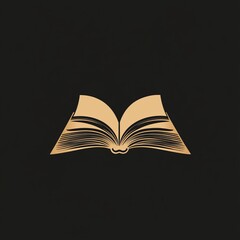 A book logo in a classic clean style, with open pages outlined in fine lines and subtle shadows, representing knowledge and learning, Photorealistic