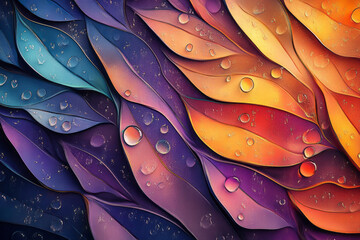 a colorful abstract painting with water droplets
