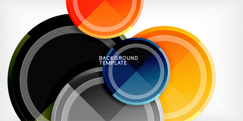 Abstract background - multicolored circles, trendy minimal geometric design, vector illustration