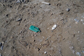 Fototapeta premium trash and pollution on a beach