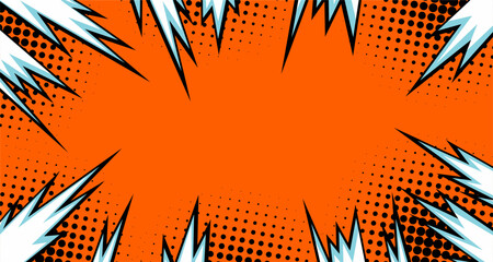 Comic pop art energetic thunder burst background