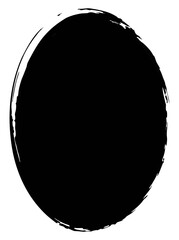 Grunge ink stamp icon in oval shape. Abstract round shape. Smeared, smudged, circular grungy hand drawn style