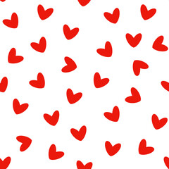 Red seamless pattern, Heart confetti pattern