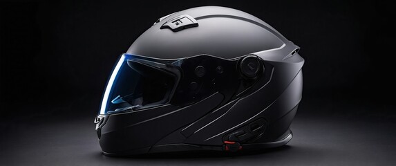 Fototapeta premium A sleek black Bluetooth helmet, ideal for modern riders and tech enthusiasts