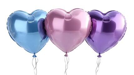stunning colorful hellium balloons with love shape on white background
