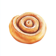 Fototapeta premium delicious cinnamon roll illustration featuring golden brown swirl topped with sugar, perfect for bakery themed designs and food related projects