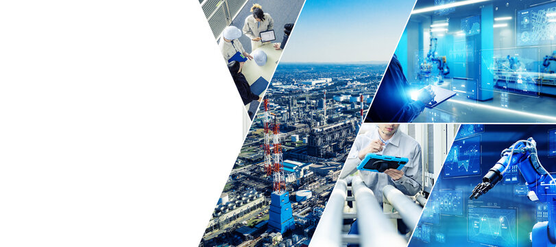 industry, factory, construction, collage, banner, advertisement, template, visual, engineer, human resources, technology, dx, enterprise, digital transformation, business, manufacturing, craftsmanship