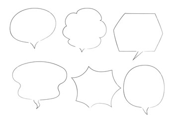 手描きの黒線の吹き出しセット