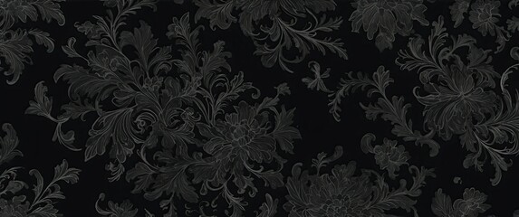 Elegant black floral pattern background, perfect for modern design projects