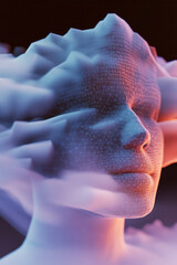 a woman ' s face with a futuristic design