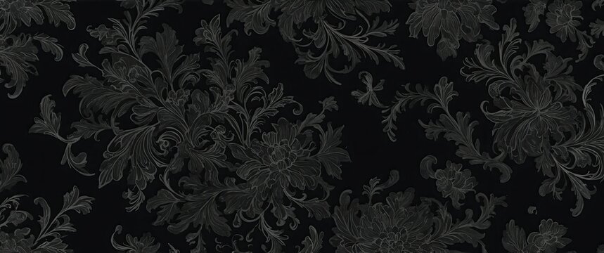 Elegant black floral pattern background, perfect for modern design projects