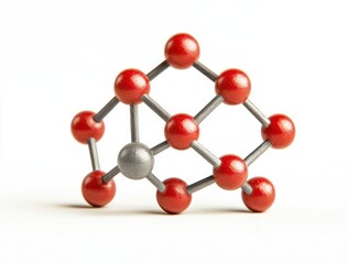 Obraz premium Red and Gray Atom Model Representing Chemical Structure on White Background for Science and Education Purposes in Laboratory Environment