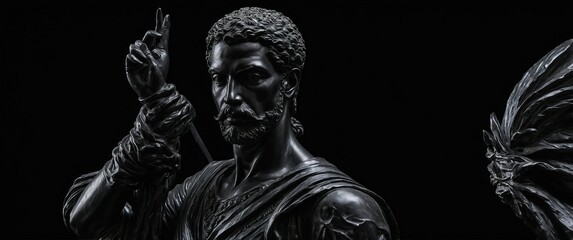 Fototapeta premium Dramatic black sculpture showcasing elegant details and artistic expression