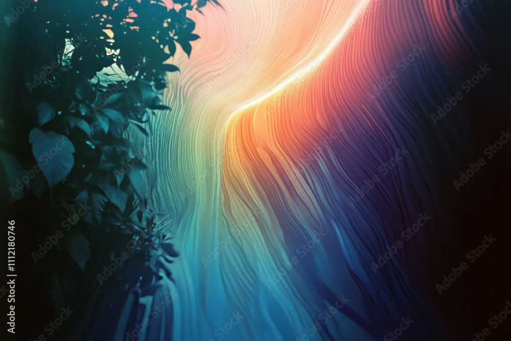 Poster a colorful abstract painting with a tree in the background