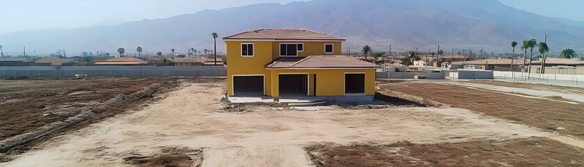 New Yellow House Construction Aerial Photo