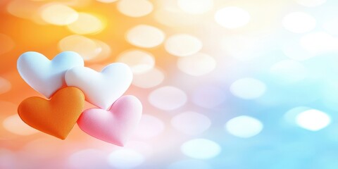 Fototapeta premium Colorful Hearts on Soft Background for Valentine's Day Celebration, Symbol of Love and Affection, Perfect for Holiday Decorations and Greetings