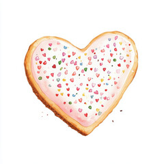 heart shaped sugar cookie with colorful sprinkles, perfect for Valentine Day celebrations. This delightful treat brings joy and sweetness to any occasion