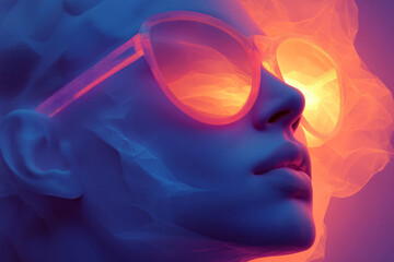 a woman with sunglasses on her face