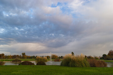 Obraz premium landscape, view, park, plants, nature, morning, autumn, spain, f