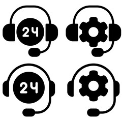 Support vector icon set. online help illustration sign collection. operator symbol or logo.