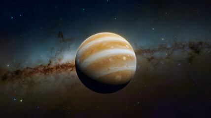 Venus, the second planet from the Sun, glowing brightly against the vast expanse of space, symbolizing the beauty and mystery of celestial bodies.