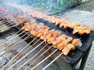 grilled chicken satay or sate ayam, Indonesian food