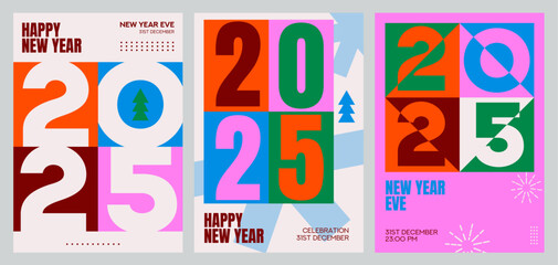 Simple New Year Poster Set.