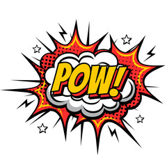 Comic Text POW speech bubble in Pop Art style
