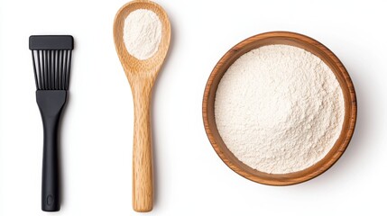 A bowl of high-fiber psyllium powder set against a white background.