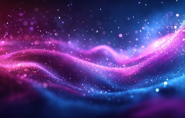 Stunning Abstract Background with Waves of Light and Particles in Vibrant Shades of Pink, Blue, and Purple Creating an Ethereal Atmosphere for Creative Projects