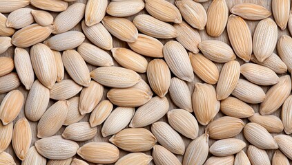 A close-up photograph of uncooked oat flakes, suitable for nutritious breakfast ideas or natural food backgrounds, excellent for endorsing healthy eating and organic products.
