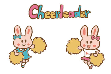 Two cute bunny girl cheerleaders