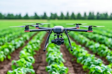 Chemicals are sprayed on fields by drones in agriculture and forestry.
