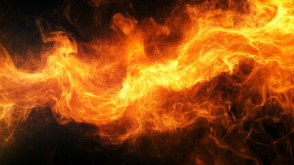 Fiery flames isolated on a black background