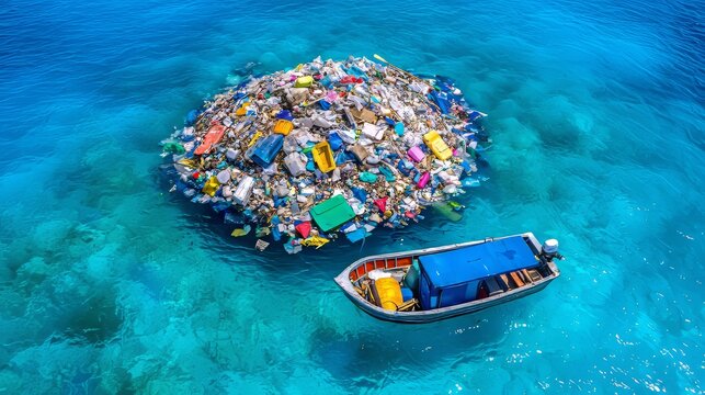 Societal challenges. The magnitude of ocean pollution, notably the Great Pacific Garbage Patch. Generative stock.