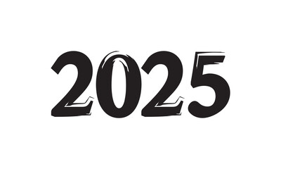 hand drawn 2025 for new year. brush painted 2025 number design for poster, banner, website, calendar design .  isolated on white background.  Vector illustration.  EPS 10/AI