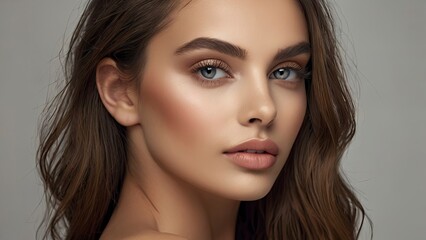 Naklejka premium closeup_beautiful_woman_with_makeup_and_bare